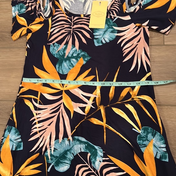 NWT Hao MeiLi Collection Cold Shoulder Hawaiian Tropical Dress w/Pockets - Picture 10 of 16